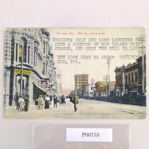 San Jose California First Street Looking South Early 1900s Postcard Typed Front